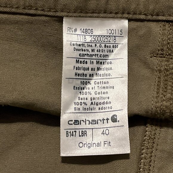 Men's Carhartt Carpenter Utility Shorts SZ 40x10 Brown B147 LBR Casual Work - Picture 7 of 7